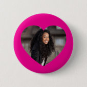 Hart Foto Heet Roze Ronde Button 5,7 Cm (Voorkant)