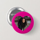 Hart Foto Heet Roze Ronde Button 5,7 Cm (Voorkant /achterkant)