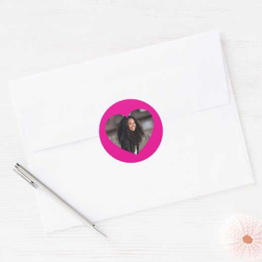 Hart Foto Heet Roze Ronde Sticker (Envelop)