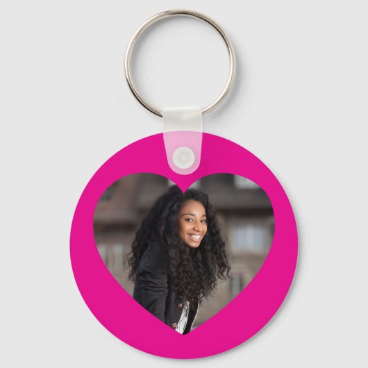 Hart Foto Heet Roze Sleutelhanger (Voorkant)