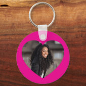 Hart Foto Heet Roze Sleutelhanger (Voorkant)