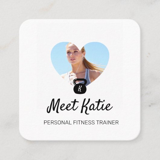 Hart Foto Lijst Personal Trainer kettlebell Vierkante Visitekaartje (Voorkant)