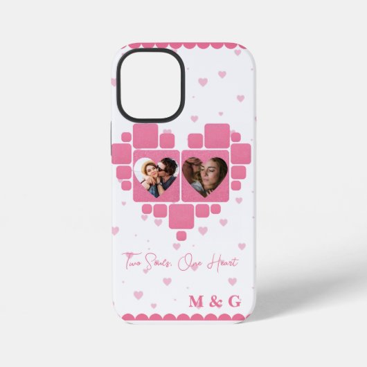 Hart Foto Ontwerp & Aangepaste Namen | Romantisch iPhone Hoesje (Achterkant)