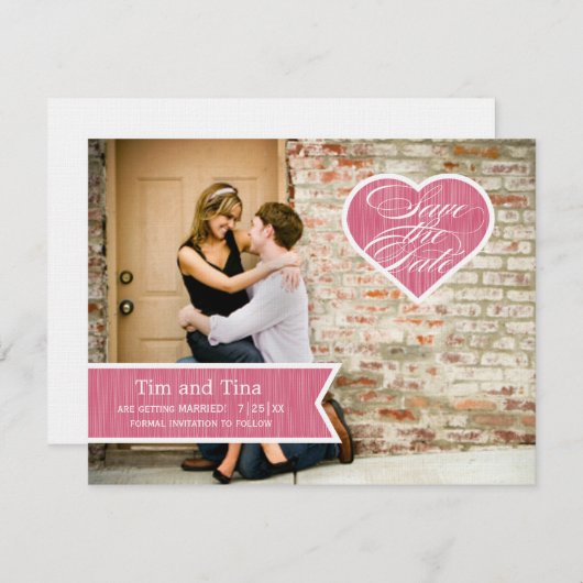 Hart  | Foto Opslaan Datum bekendmaking Save The Date (Voorkant / Achterkant)