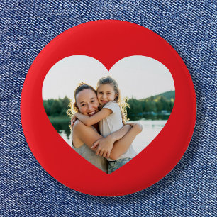 Hart Foto Rood Ronde Button 5,7 Cm
