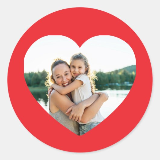Hart Foto Rood Ronde Sticker (Voorkant)