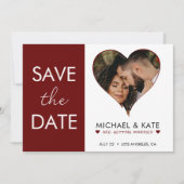 Hart Foto Rood & Wit Bruiloft Save The Date (Voorkant)