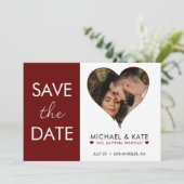 Hart Foto Rood & Wit Bruiloft Save The Date (Staand voorkant)