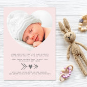 Hart foto roze meisje geboorte aankondiging