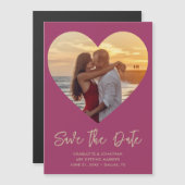 Hart Foto Wedding Save the Date Magnetic Kaart (Voorkant / Achterkant)