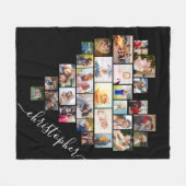 Hart Fotocollage met scriptnaam Fleece Deken (Voorkant (Horizontaal))
