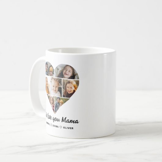 Hart Fotocollage We Love You Mama Koffiemok (Voorkant links)