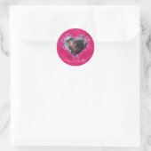 Hart Frame Aangepaste Foto Heet Roze met Diamanten Ronde Sticker (Tas)