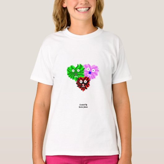 Hart Fuzzies Meisjes Wit Basic T Shirt (Voorkant)