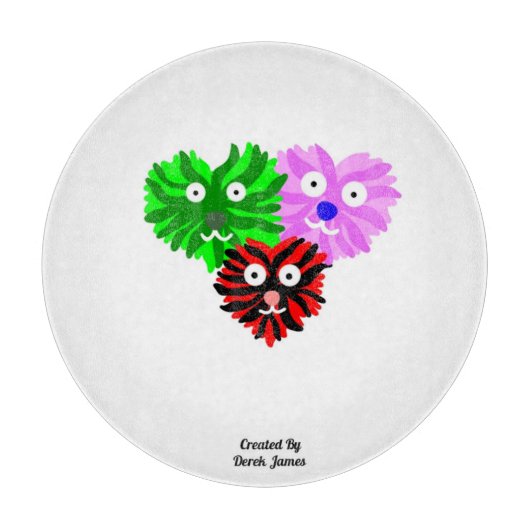 Hart Fuzzies Rond Glas Snijplank (30,4 cm) (Voorkant)