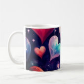 Hart Galaxy Waterverf Valentijn Kunst Koffiemok (Links)