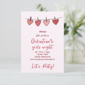 Hart Galentines Liefde Patroon Feest Uitnodiging (Staand voorkant)