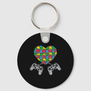Hart Game Controllers Autisme Bewustzijn Gamer Jon Sleutelhanger