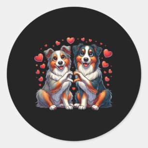 Hart Gebaar Hand Australische Herdershond Valentij Ronde Sticker