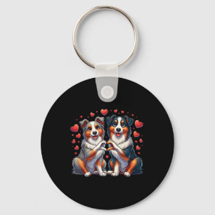 Hart Gebaar Hand Australische Herdershond Valentij Sleutelhanger