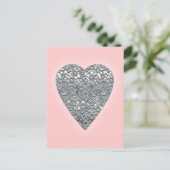 Hart. Gedrukt lichtgrijs en middelgrijs patroon. Briefkaart (Staand voorkant)