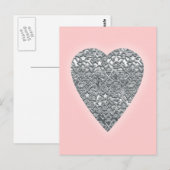 Hart. Gedrukt lichtgrijs en middelgrijs patroon. Briefkaart (Voorkant / Achterkant)