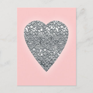 Hart. Gedrukt lichtgrijs en middelgrijs patroon. Briefkaart