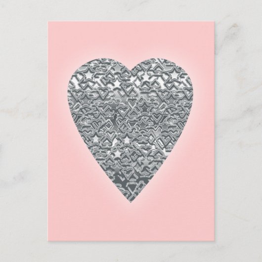 Hart. Gedrukt lichtgrijs en middelgrijs patroon. Briefkaart (Voorkant)