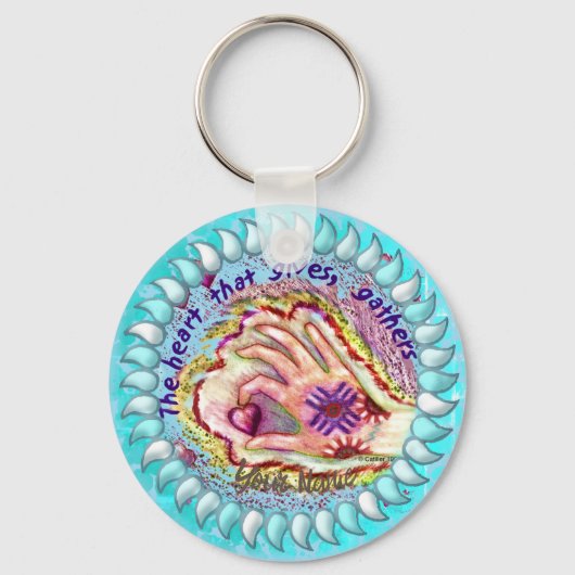 Hart geeft Gathers Christelijke sleutelhanger (Voorkant)