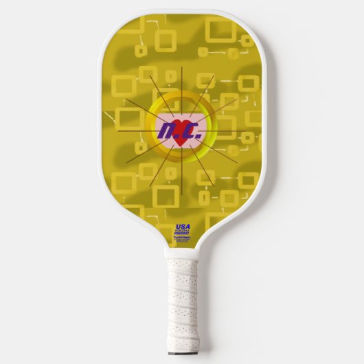Hart Gele Tint Vierkantjes Pickleball Paddle (Voorkant)