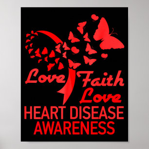 Hart Geloof Hoop Liefde Vlinder Hartziekte Bewust Poster