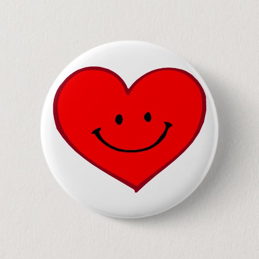 Hart (gelukkig gezicht) ronde button 5,7 cm (Voorkant)