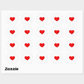 Hart (gelukkig gezicht) ronde sticker (Vel)