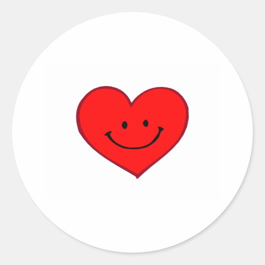 Hart (gelukkig gezicht) ronde sticker (Voorkant)