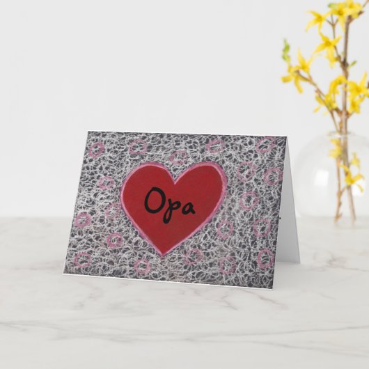 Hart, Gelukkig Vaderdag Opa Kaart (Gele Bloem)