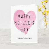 Hart Gelukkige Moedersdag Van Je Favoriete Kind Kaart (Gele Bloem)