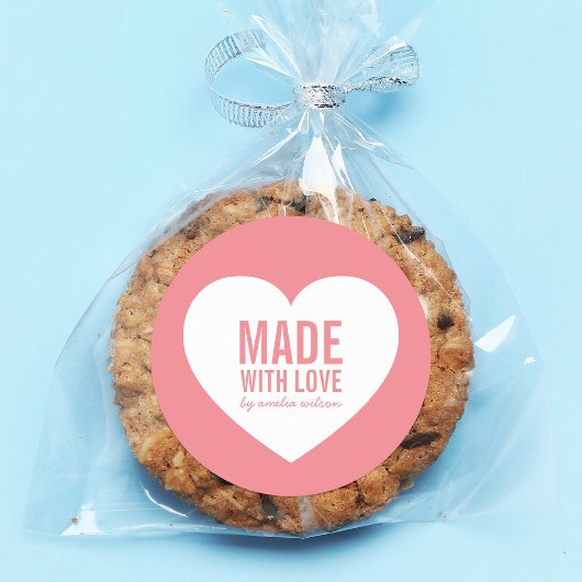 Hart Gemaakt met Liefde Bewerkbare Kleur Ronde Sticker