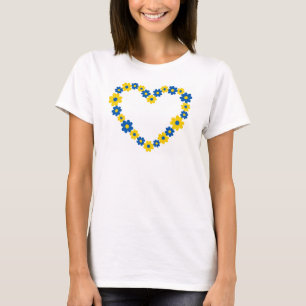 Hart gemaakt van blauwe en gele bloemen. Oekraïne T-shirt