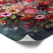 Hart gemaakt van bloemen en vlinders poster (Hoek)