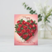 Hart gemaakt van romantische rode rozen Valentijns Briefkaart (Staand voorkant)