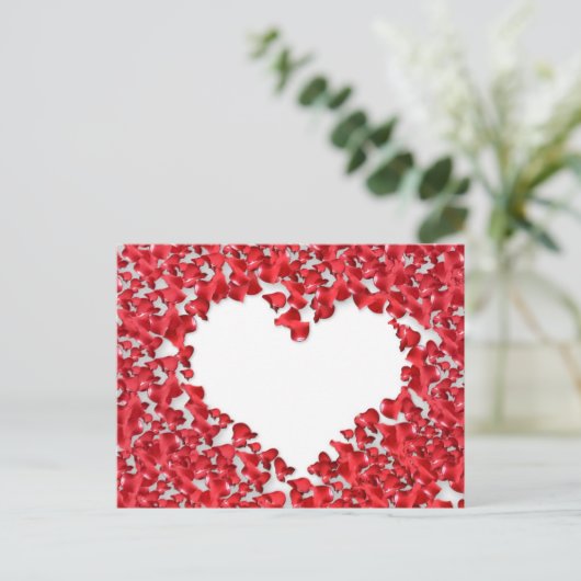 Hart gemaakt van Rozen bloemblaadjes Briefkaart (Staand voorkant)