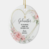 Hart Geometrische Blush Roze Bloemen Godmother Keramisch Ornament (Rechts)