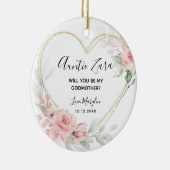 Hart Geometrische Blush Roze Godparent voorstel Keramisch Ornament (Rechts)