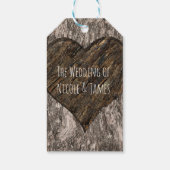 Hart Gesneden Boom Boomstam Bark Rustieke Bruiloft Cadeaulabel (Achterkant)