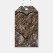 Hart Gesneden Boom Boomstam Bark Rustieke Bruiloft Cadeaulabel (Voorkant)
