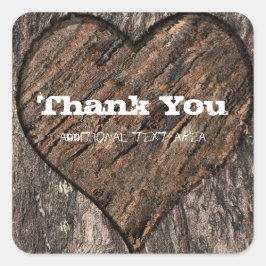 Hart Gesneden Boom Trunk Bark Rustieke bruiloft gu Vierkante Sticker