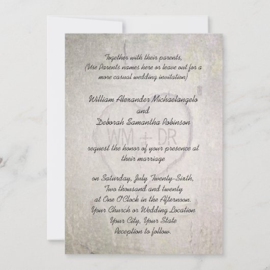 Hart gesneden in boom bruiloft uitnodigingen (Achterkant)