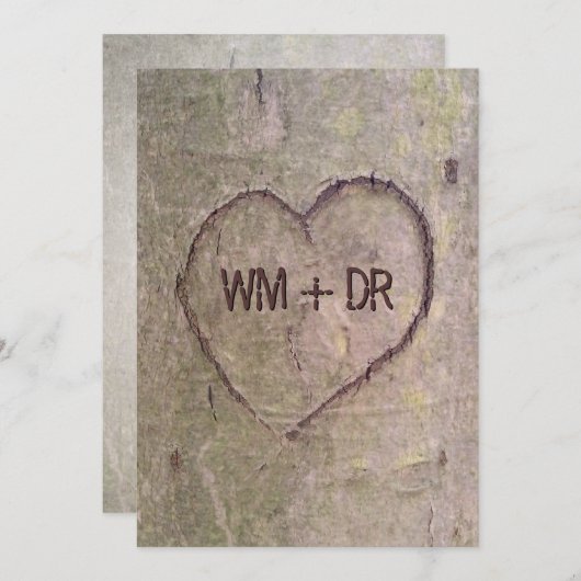 Hart gesneden in boom bruiloft uitnodigingen (Voorkant / Achterkant)