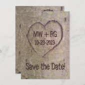 Hart gesneden in boom, Sla de datum op Save The Date (Voorkant / Achterkant)