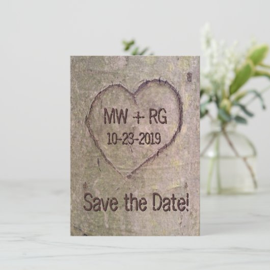 Hart gesneden in boom, Sla de datum op Save The Date (Staand voorkant)